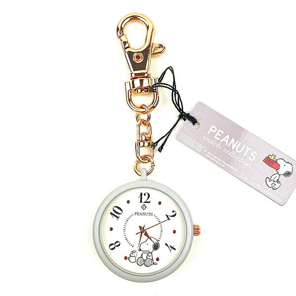スヌーピー カラーケースキーチェーンウォッチ グレー 時計 SNOOPY