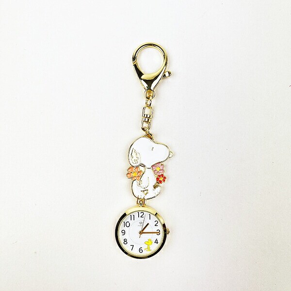スヌーピー キーチャームウォッチ お花 時計 キーホルダー SNOOPY