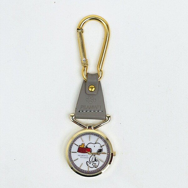 スヌーピー カラビナレザーウォッチ 時計  グレー SNOOPY