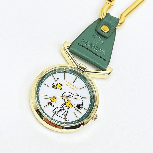 スヌーピー カラビナレザーウォッチ 時計  グリーン SNOOPY