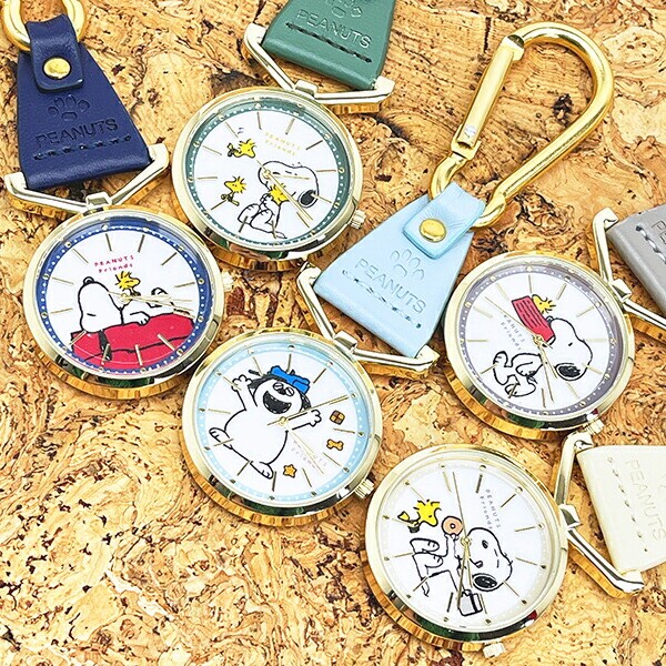 スヌーピー カラビナレザーウォッチ 時計  グリーン SNOOPY