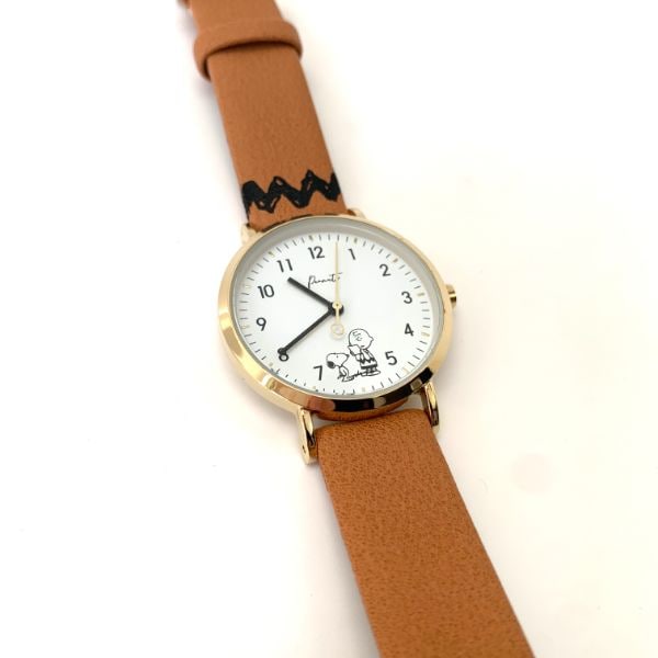 スヌーピー snoopy ベルトプリントウォッチ ブラウン 腕時計 ブラウン   日本製