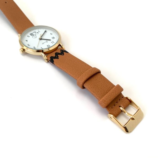 スヌーピー snoopy ベルトプリントウォッチ ブラウン 腕時計 ブラウン   日本製