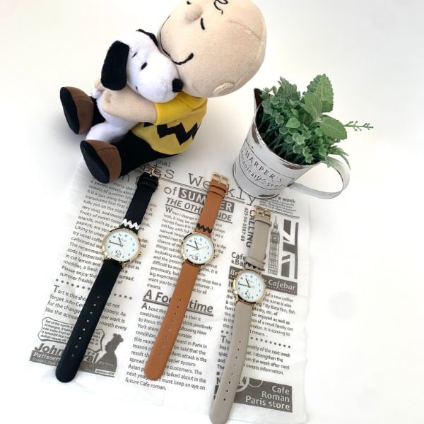 スヌーピー snoopy ベルトプリントウォッチ ブラウン 腕時計 ブラウン   日本製