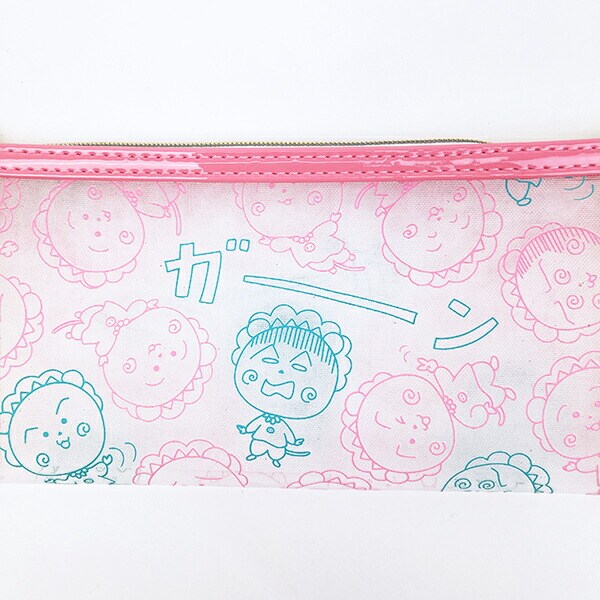 コジコジ 総柄 メッシュポーチスリム ピンク
