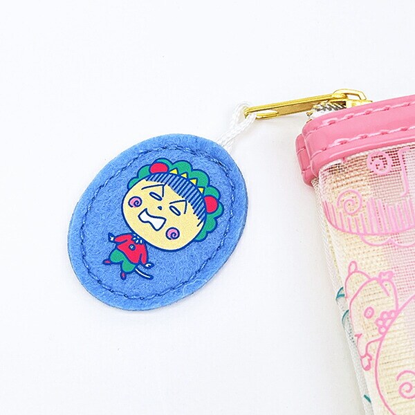 コジコジ 総柄 メッシュポーチスリム ピンク