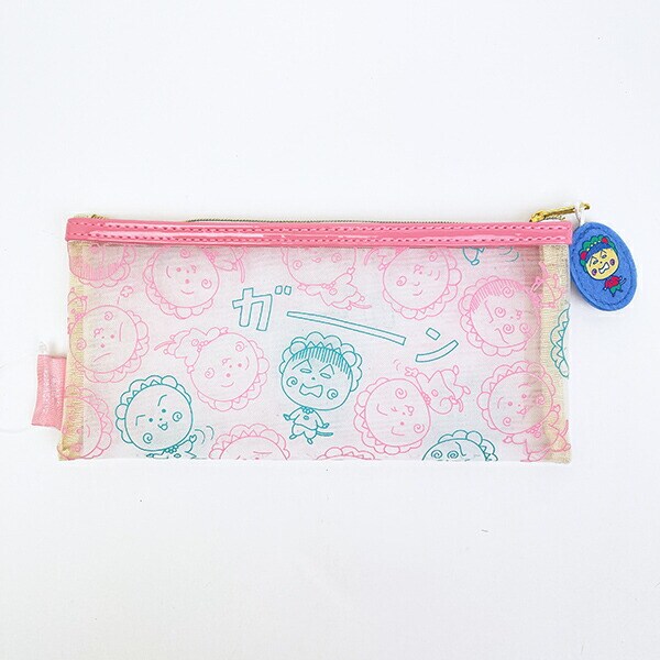 コジコジ 総柄 メッシュポーチスリム ピンク