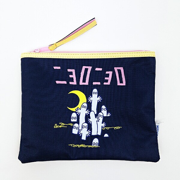ムーミン ニョロニョロ フラットポーチ ネイビー