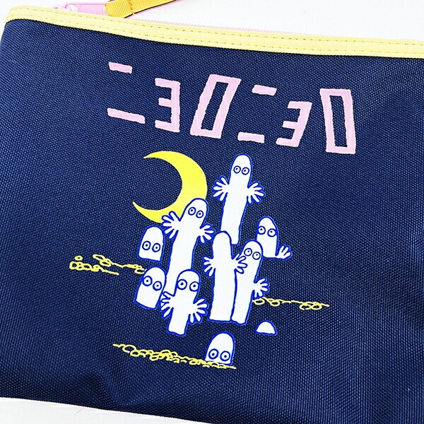 ムーミン ニョロニョロ フラットポーチ ネイビー