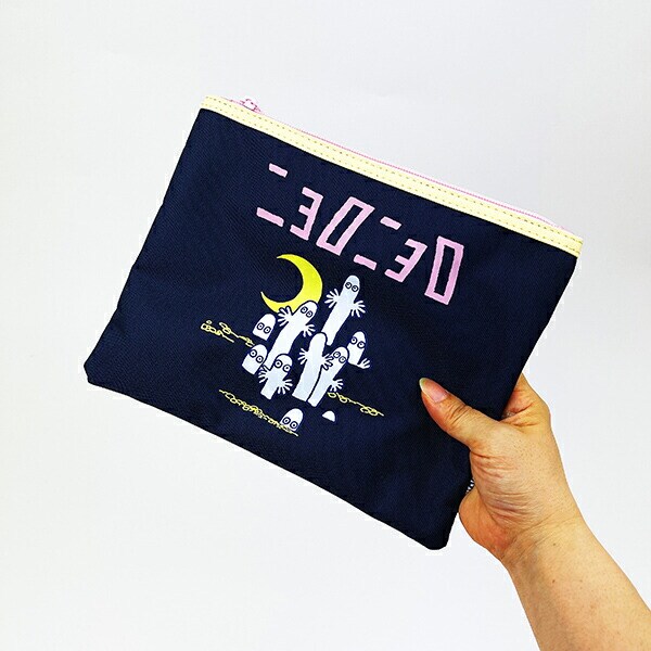 ムーミン ニョロニョロ フラットポーチ ネイビー