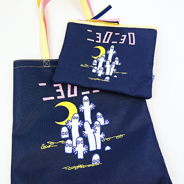 ムーミン ニョロニョロ フラットポーチ ネイビー