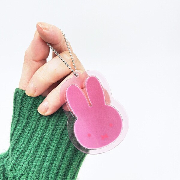 ミッフィー miffy リフレクターラバーキーホルダー フェイス ピンク