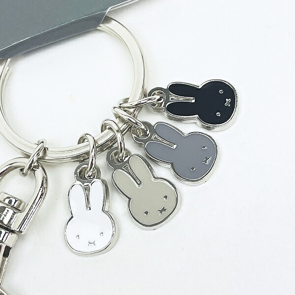 ミッフィー miffy 4連タイニーチャーム キーホルダー モノクロ(フェイス)