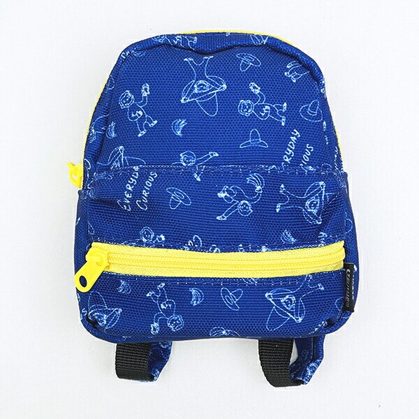 おさるのジョージ  リュック型ポーチ 総柄 ブルー