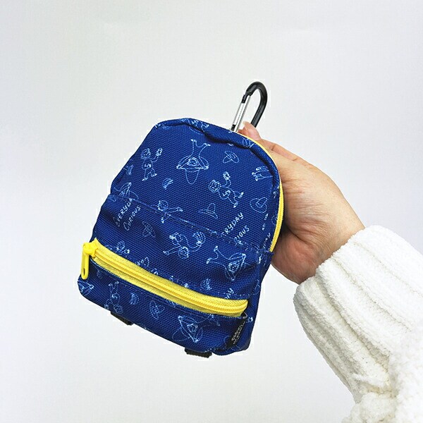 おさるのジョージ  リュック型ポーチ 総柄 ブルー