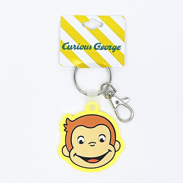 おさるのジョージ フェイス ラバーキーホルダー イエロー
