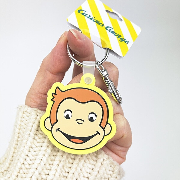 おさるのジョージ フェイス ラバーキーホルダー イエロー
