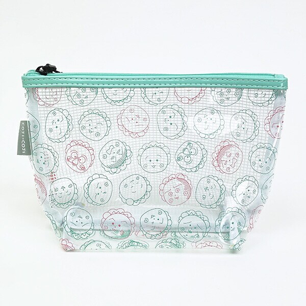 コジコジ 総柄 ターポリンマチ付きポーチ グリーン