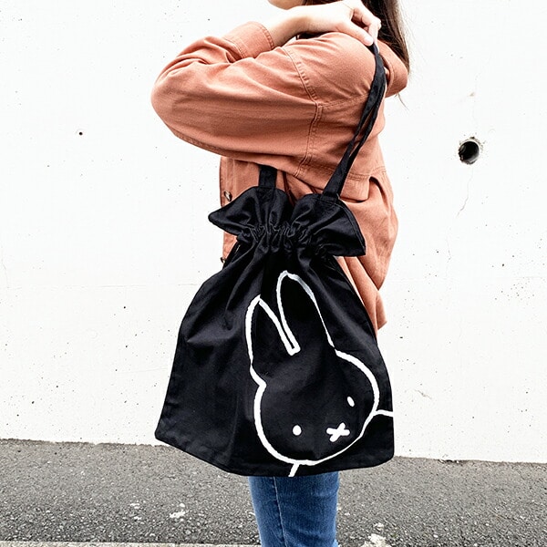 ミッフィー miffy 巾着トートバッグ(ブラック)