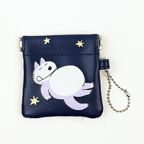 11ぴきのねこ バネポーチ おなかいっぱい （ネイビー） 小銭入れ