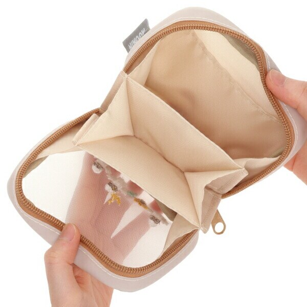 ムーミン ニョロニョロ ミニ じゃばらメッシュポーチ(ライトベージュ)