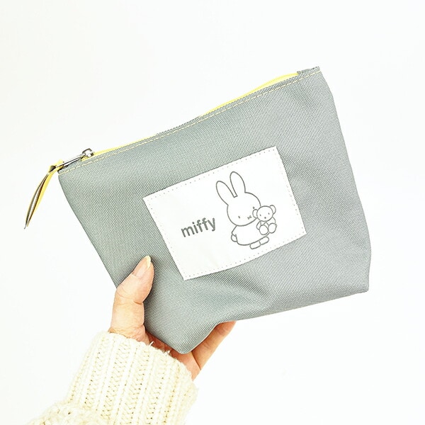 ミッフィー miffy BIGワッペンポーチ グレー