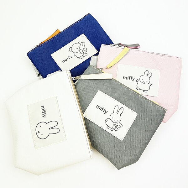 ミッフィー miffy BIGワッペンポーチ グレー