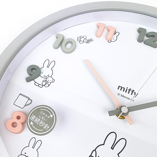 ミッフィー miffy アイコンウォールクロック グレー 掛け時計 インテリア