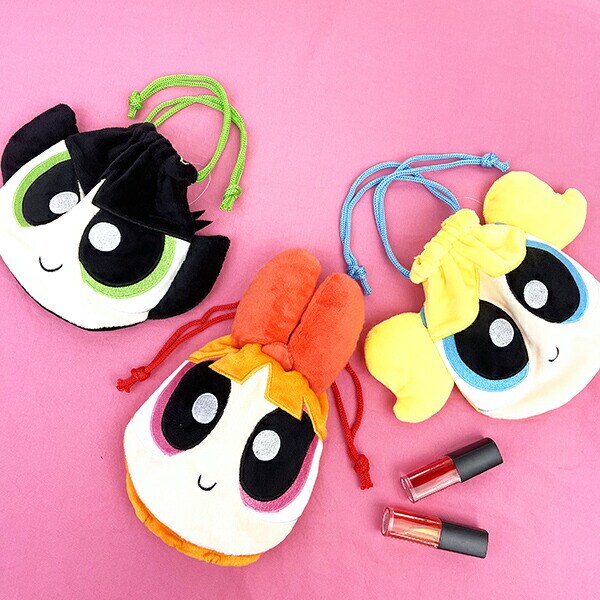 パワーパフガールズ ぬいぐるみ巾着 ブロッサム ポーチ 小物入れ メイクポーチ