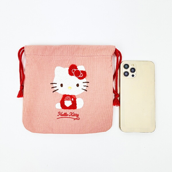 サンリオ ハローキティ サガラ刺繍巾着ポーチ Sanrio