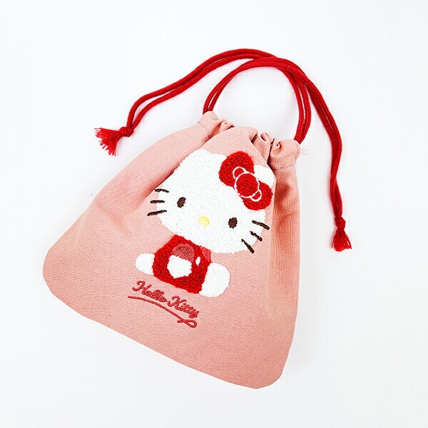 サンリオ ハローキティ サガラ刺繍巾着ポーチ Sanrio