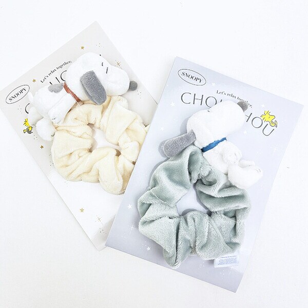 スヌーピー マスコット付きシュシュ グレー SNOOPY