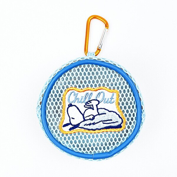 スヌーピー ラウンドメッシュケース Chill out ポーチ 小物入れ ブルー SNOOPY