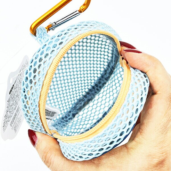 スヌーピー ラウンドメッシュケース Chill out ポーチ 小物入れ ブルー SNOOPY