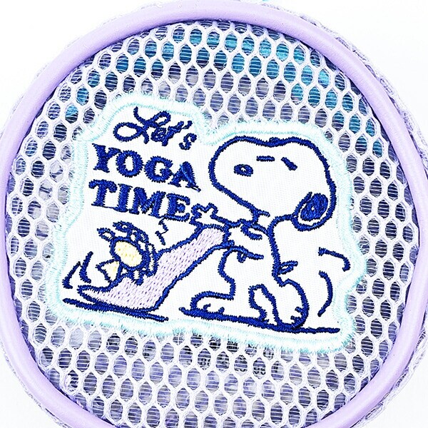 スヌーピー ラウンドメッシュケース YOGA TIME ポーチ 小物入れ パープル SNOOPY