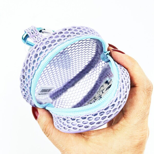 スヌーピー ラウンドメッシュケース YOGA TIME ポーチ 小物入れ パープル SNOOPY