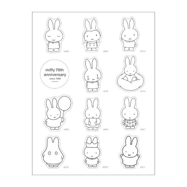 ミッフィー miffy 70th モノトーン インテリアステッカー