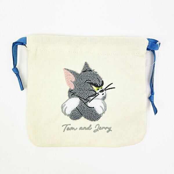 トムとジェリー トム サガラ刺繍巾着ポーチ