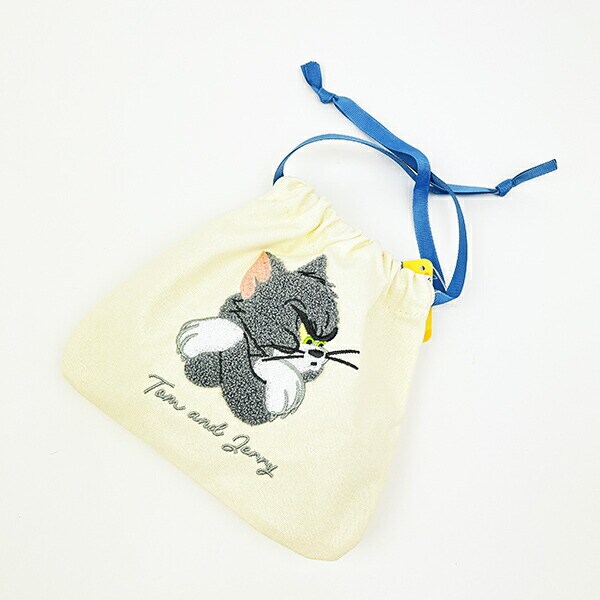トムとジェリー トム サガラ刺繍巾着ポーチ