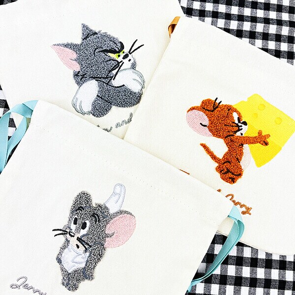 トムとジェリー トム サガラ刺繍巾着ポーチ