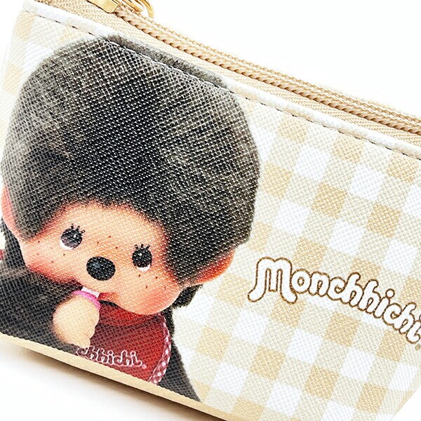 モンチッチ 三角ミニポーチ チェック
