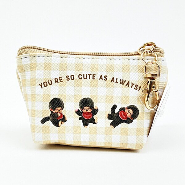 モンチッチ 三角ミニポーチ チェック