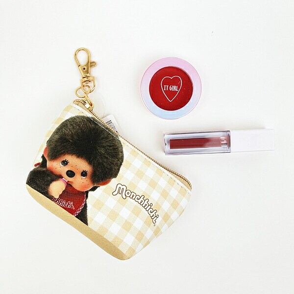 モンチッチ 三角ミニポーチ チェック