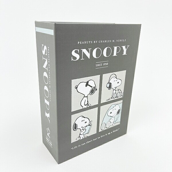 スヌーピー ブック型ボックス ショートワイド グレー SNOOPY