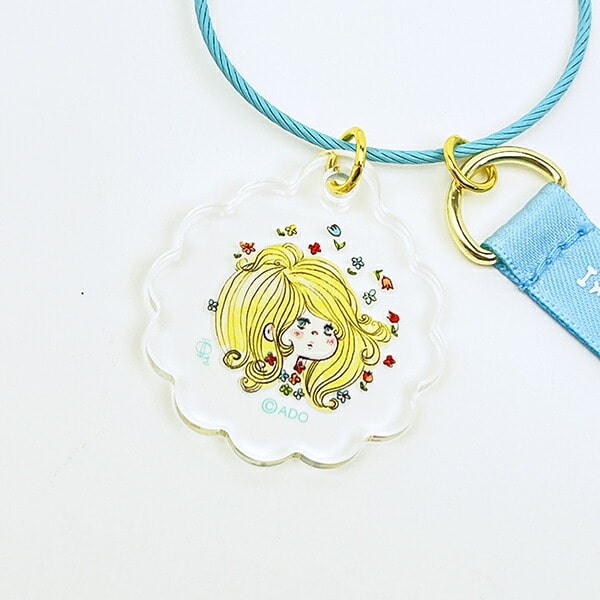 水森亜土 2チャームワイヤーキーリング ブルー キーホルダー