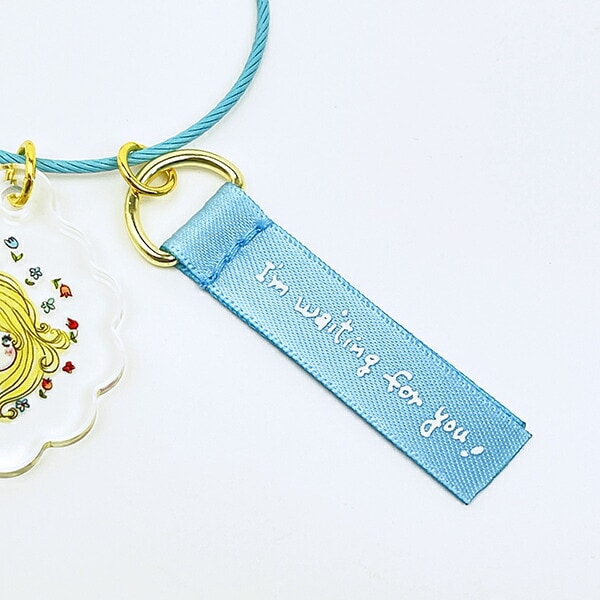 水森亜土 2チャームワイヤーキーリング ブルー キーホルダー