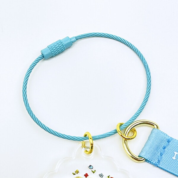 水森亜土 2チャームワイヤーキーリング ブルー キーホルダー