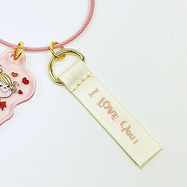 水森亜土 2チャームワイヤーキーリング ピンク キーホルダー