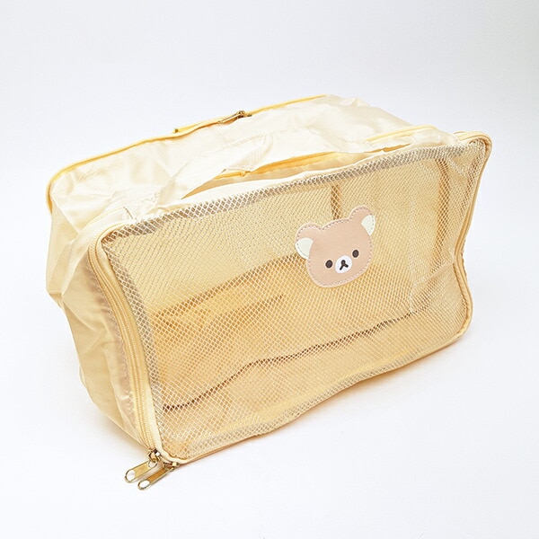 リラックマ フェイス 圧縮ポーチ ベージュ 旅行 トラベル