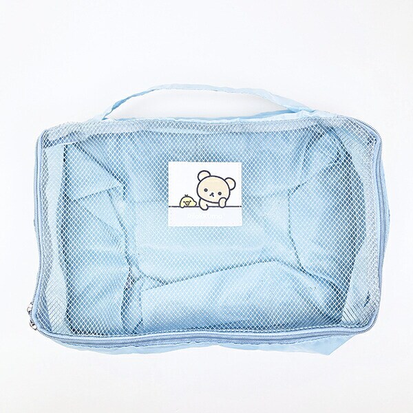 リラックマ リラックマ＆キイロイトリ 圧縮ポーチ ブルー 旅行 トラベル